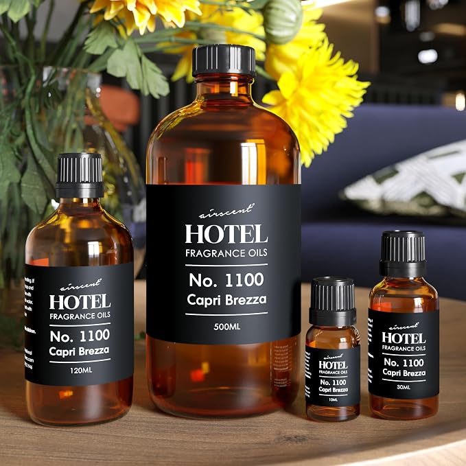 AirScent Capri Brezza Diffuser Oil No. 1100 - Grapefruit Pineapple Mango - Volcano-Inspired Fragrance Oil for Ultrasonic and Waterless Diffusers and Crafting - 10 mL, 0.34 fl oz Glass Bottle