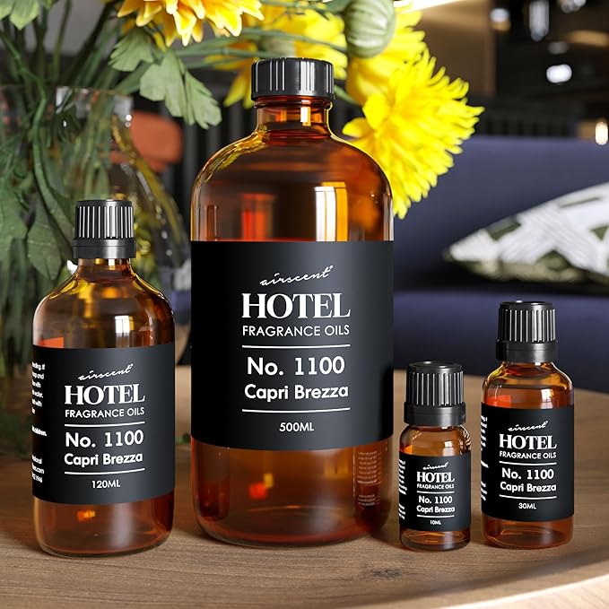 AirScent Capri Brezza Diffuser Oil No. 1100 - Grapefruit Pineapple Mango - Volcano-Inspired Fragrance Oil for Ultrasonic and Waterless Diffusers and Crafting - 30 ml, 1 fl oz Glass Bottle
