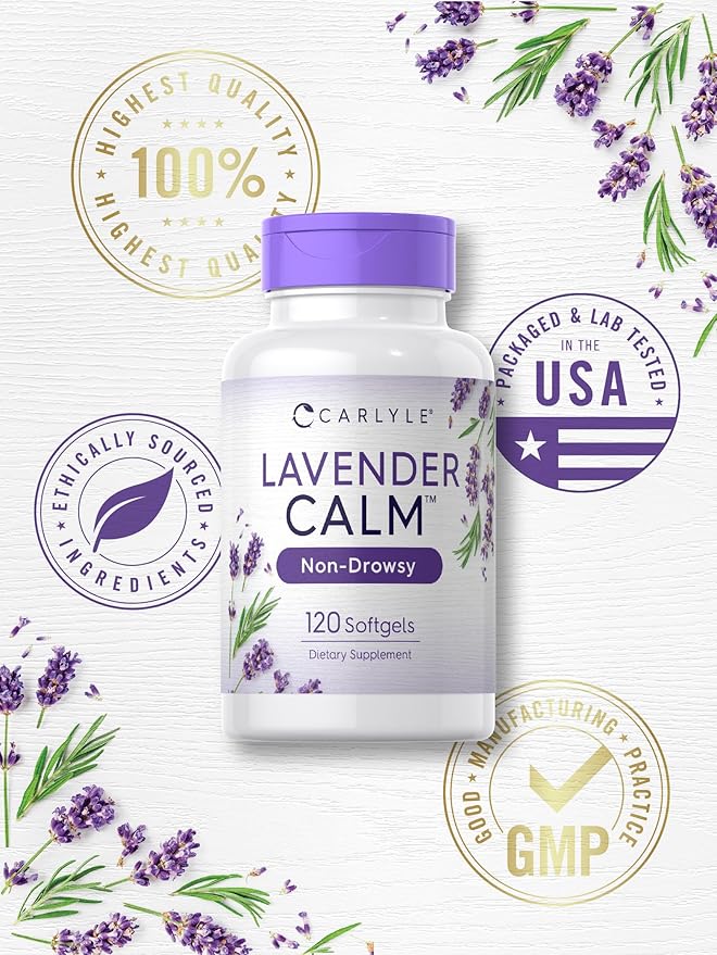 Carlyle Lavender Pills | 80 mg | 120 Softgel Capsules | Calm & Non-Drowsy Formula | Non-GMO & Gluten Free Supplement