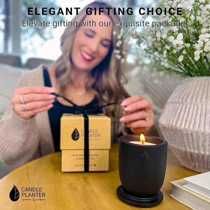 Concrete Cement Candle Planter - Aromatherapy Candles for Home Scented, Soy Candles - Scented Candle & Dual Purpose Jar Candles, Strong Scented Candles - 8 Oz, 50-Hour Burn