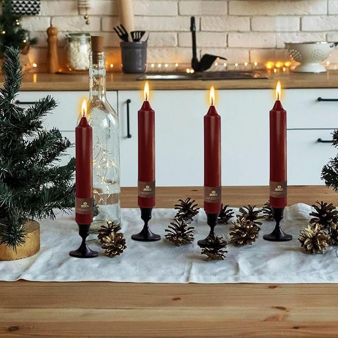 Red Taper Candles Sticks Unscented 9 inch Tapered Candle Ideal as Dinner Smokeless Long Burning Candlesticks for Weddings Dinner Party Home Decor