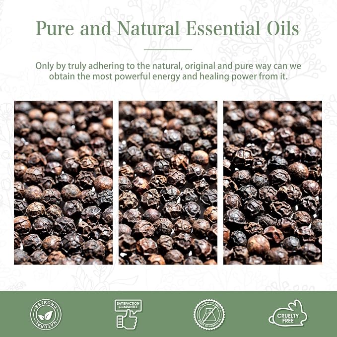 Black Pepper 3.38fl.oz Essential Oil, PHATOIL Pure Aromatherapy Oils for Diffuser, Humidifier, Perfect for DIY Soap, Candle, Bath Bombs Making(100ml)