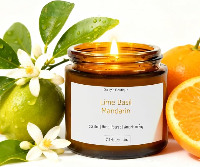 Scented Candles for Home Aromatherapy Candle Gift Present Set Soy Wax Long Lasting Gift Birthday Mother's Day Thanksgiving 3 Pack ((Lime Basil + Lavender Lilac + Jasmine Sandalwood) Amer Glass Jar)