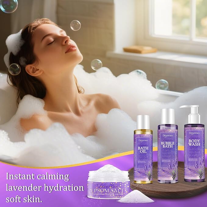 Spa Gifts for Women,Bath Body Care Wash Christmas Gifts Baskets for Women,Relaxation Calming Lavender Spa Set Home Self Care Shower Kit Birthday Valentines Stocking Stuffers for Mom Wife Sister