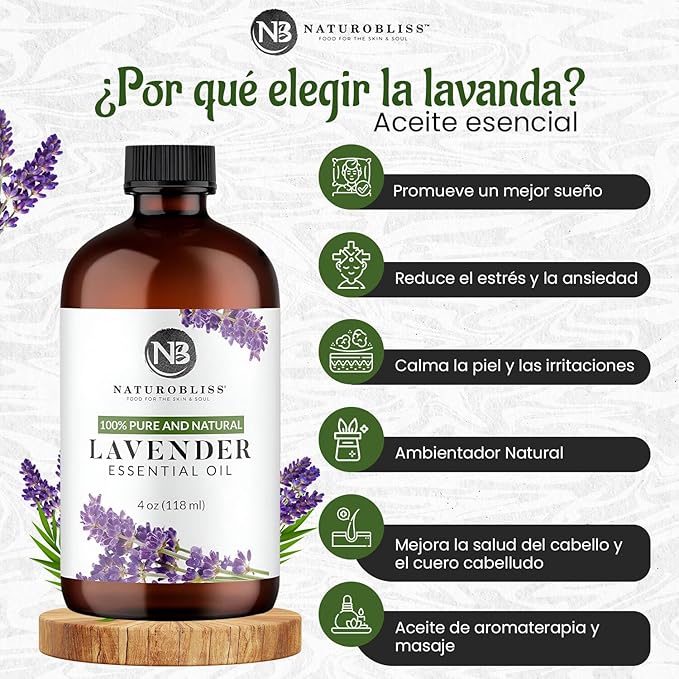 NaturoBliss Organic Lavender Essential Oil, 100% Pure Therapeutic Grade, Premium Quality, 1 fl. Oz / 30 ml - Perfect for Aromatherapy and Relaxation (30ml)