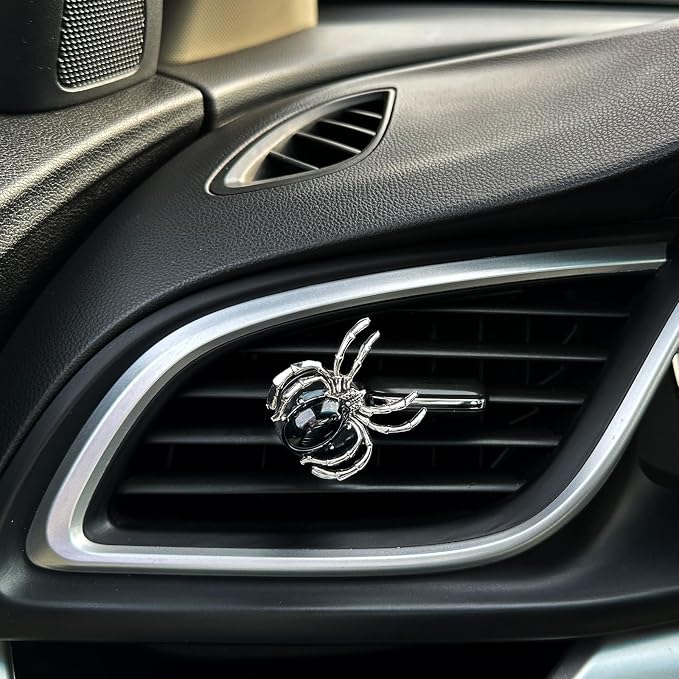 ORIESSE Spider Air Vent Clip,Gothic Car Air Freshener,Black Car Decor for Teens Women,Refillable Essential Oils and Perfume Diffuser