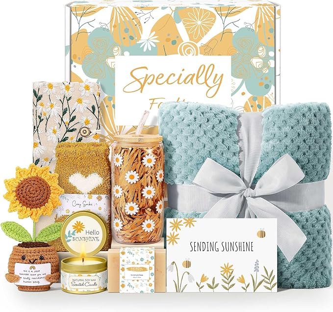 Wasocol Self Care Gifts for Women Gift Baskets，Sending Sunshine Thinking of You Care Package Spa Gift Sets, Unique Happy Birthday Gifts for Women Mom Sister Wife Grandma Best Friends Her - Sage Green