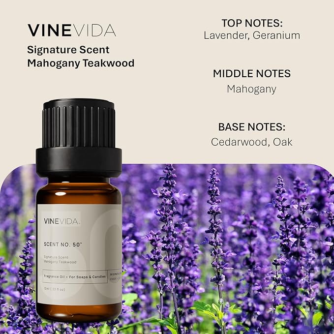 VINEVIDA [0.33oz] Mahogany Teakwood Fragrance Oil for Candle Making and Soap Making - Premium Candle Scents for Soy Candles