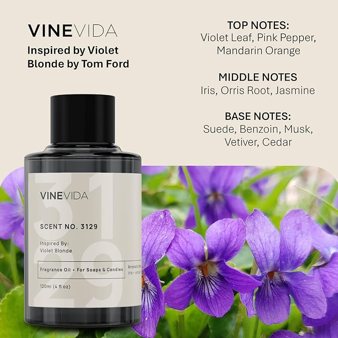 VINEVIDA Scent NO. 3129 Fragrance Oil - 120mL (4oz) - Inspired by: Violet Blonde Fragrance Oil for Candle Making - Made in USA Candle Scents Scents for Soap Making
