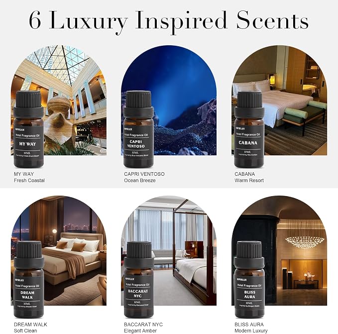 Hotel Collection Diffuser Oil Set – Aromatherapy Essential Oils for Diffusers– Luxury Hotel-Inspired Scent for Home & Office
