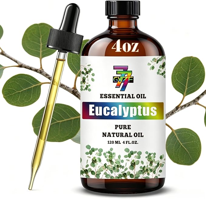 Eucalyptus Essential Oil, Eucalyptus Oils, for Diffuser, Humidifier, Shower, DIY Candles, Soap, Cleaning, Home, Gift, Essential Oil, GV77ZF Eucalyptus Fragrance Oil - 4 fl oz (120 ml)