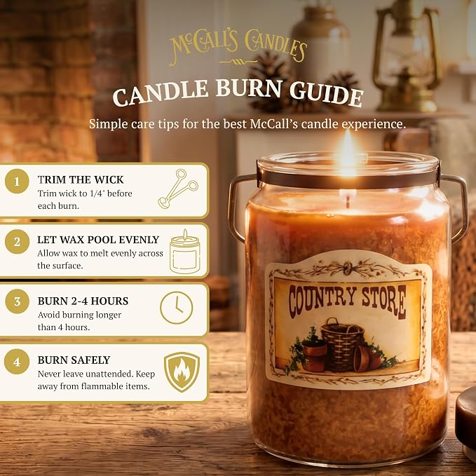 McCall’s Candles | Cinnamon | 26 oz Scented Candle | USA-Poured | Vintage Rustic Jar with Carrying Handle | Bold & Spicy Red-Hot Fragrance