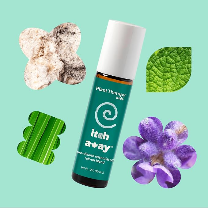 Plant Therapy Kids Itch Away Essential Oil Blend Pre-Diluted Roll-On 10 mL (1/3 oz) 100% Pure Essential Oils to Calm Itchy Skin, Redness, and Irritation