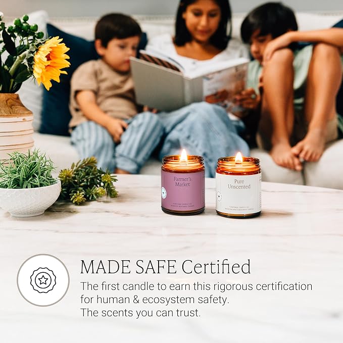 Fontana Candle Co Wood Wick Beeswax Jar Candle, Farmer's Market – Made Safe with Coconut Oil & Pure Essential Oils – 35+ Hrs Clean Burn, Long Lasting and Non-Toxic Candles for Home & Room Decor