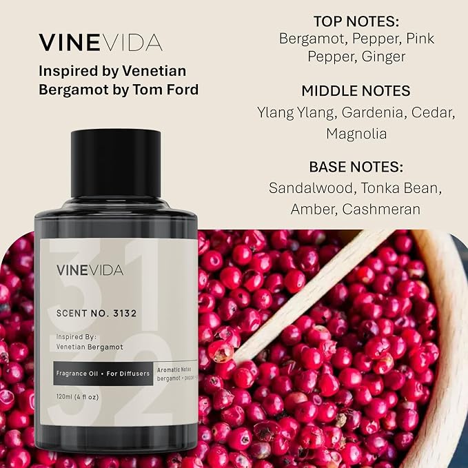 VINEVIDA [16 Oz] Inspired by: Venetian Bergamot; Diffuser Oil Refill | Premium Scent Diffuser Oil for Home | Non-Toxic Fragrance