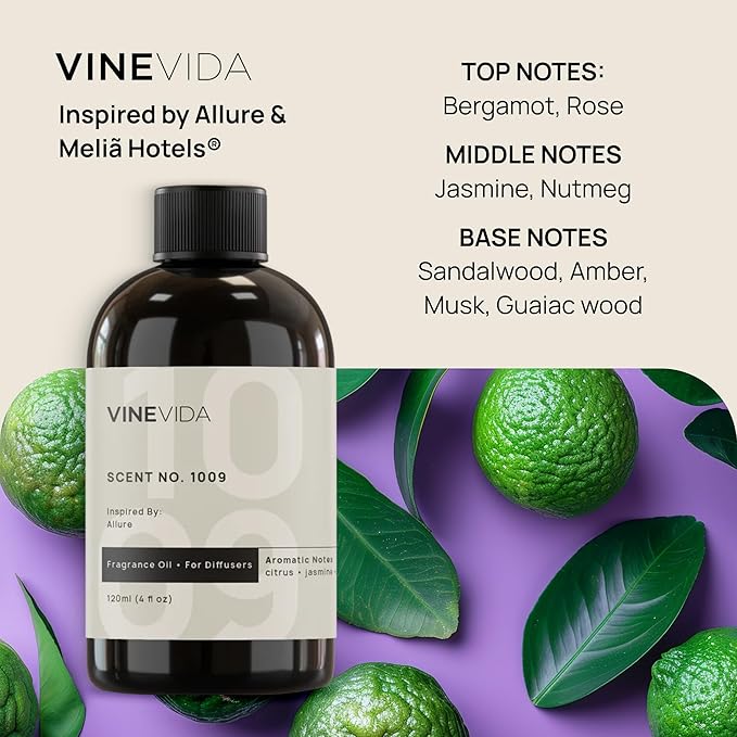 VINEVIDA (4oz) Hotel Fragrance Diffuser Oil - Hotel Scents Diffusers for Home - Cold Air Diffuser Oil - Hotel Scent Essential Oil - Scent No.1009 Inspired by Melia Hotels