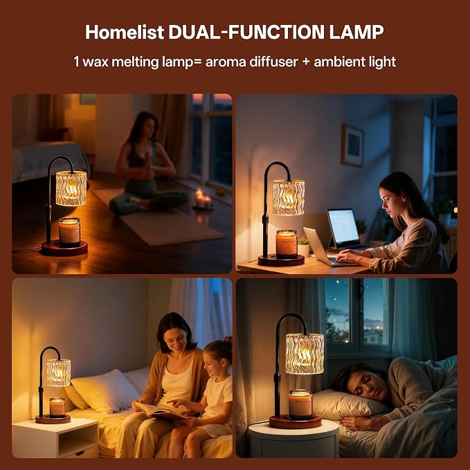 Homelist Candle Warmer Lamp, Adjustable Height for Home Decor, Vintage Candle Warmer Dimmable with Timer, GU10 Bulb, Table Lights for Bedroom, Tea Room, Rest Room