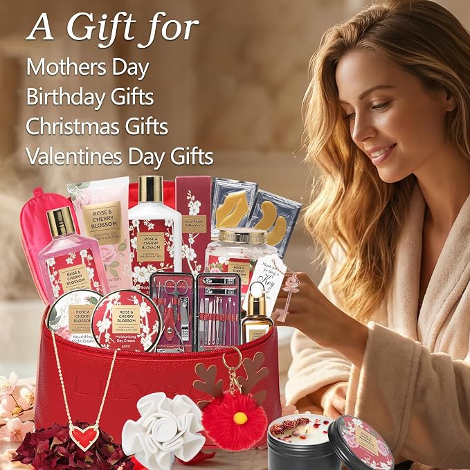 36Pcs Moisturizing Rose Bath and Body Gifts Skin Care Spa Gift Set for Women