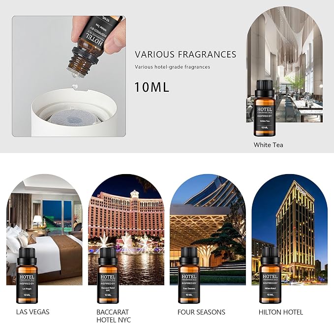 Hotel Collection Diffuser Essential Oil Gift Set,Hotel Scents for Home,Stress Relief Air Freshening,My Way,The Beach Villas and Other Luxury Hotel Scents