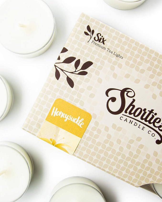 Pure Honeysuckle Premium Tealight Candles - Highly Scented with Essential & Natural Oils - 6 White Tea Lights - Beautiful Candlelight - Made in the USA - Flower & Floral Collection