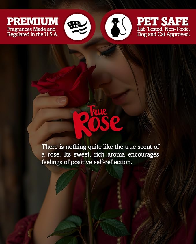 True Rose Scented Natural Soy Candle, Essential Fragrance Oils, 100% Soy, Phthalate & Paraben Free, Clean Burning, 9 Oz.