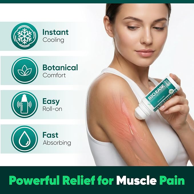 Fast-Acting Hemp Pain Relief Roll-On – Cooling Menthol Formula for Muscle, Joint & Back Comfort – Non-Greasy Topical Gel, Made in USA