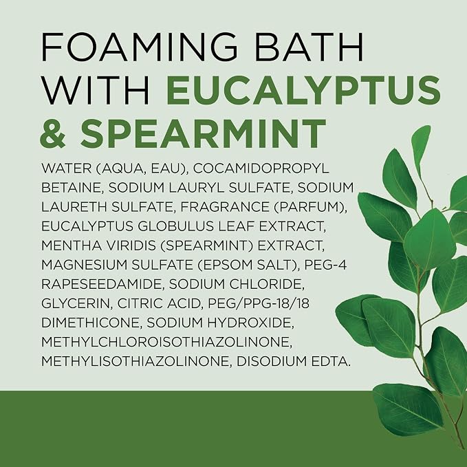 Dr Teal's Foaming Bath with Pure Epsom Salt,Relax & Relief with Eucalyptus & Spearmint,34 fl oz,2 Count (Pack of 6)