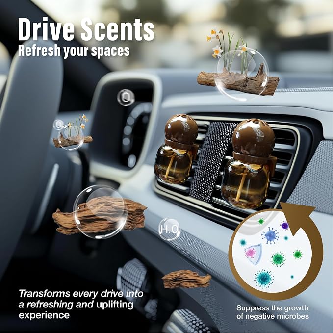 Carori Cute Car Air Freshener 2 Pack, Lightbulb-Shaped Car Fresheners, Automotive Vent Clip, Long Lasting Scent, Essential Oils, Cute Car Accessories for Women, Orange Scent (Sandalwood)