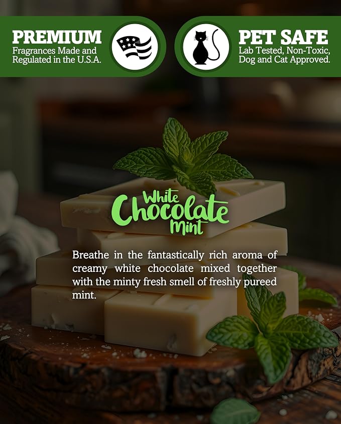 White Chocolate Mint Soy Votive Candles - Scented with Natural Fragrance Oils - 6 White Natural Votive Candle Refills - Bakery & Food Collection