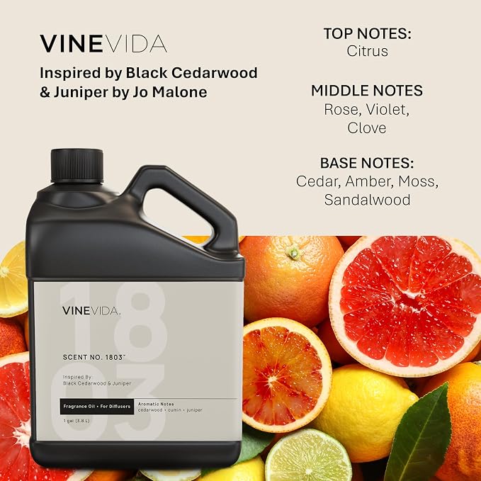 VINEVIDA [128 Oz] Inspired by: Black Cedarwood & Juniper; Diffuser Oil Refill | Premium Scent Diffuser Oil for Home | Non-Toxic Fragrance