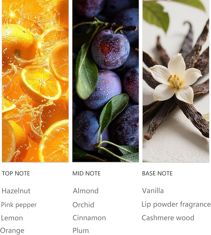 Waterless Diffuser Oil 20ml Vanilla Aroma Scent- Hazelnut, Citrus, Cinnamon, Plum& Cashmere Wood Fragrance Oil for Essential Oil Diffusers, Home, Hotel, Office and Car