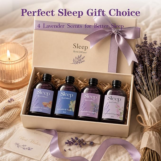 SCENTORINI Reed Diffuser Set, 6.76oz, Lavender Essential Oil Diffuser, Summer Fragrance Reed Diffuser with 24 Sticks for Bedroom Sleep, Spa Relax, Home Fragrance Bathroom Hotel Decor