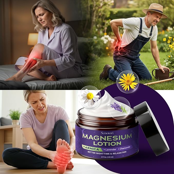 First Magnesium Lotion for Sleep with Restorative Minerals - Zinc, Calcium for x2 Relaxation -Arnica, Chamomile & Lavender Essential Oil, Nighttime Magnesium Cream, Relaxation Gifts for Women