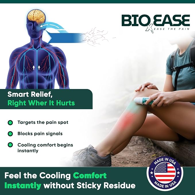 Fast-Acting Hemp Pain Relief Roll-On – Cooling Menthol Formula for Muscle, Joint & Back Comfort – Non-Greasy Topical Gel, Made in USA