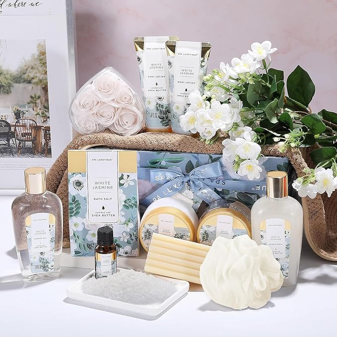 Gift Basket for Women, Spa Luxetique Spa Bath Kit, 12pcs Relaxing Spa Gift Basket with Shower Gel, Bath Salt, Essential Oil, Body Lotion,Mothers Day Gifts for Mom
