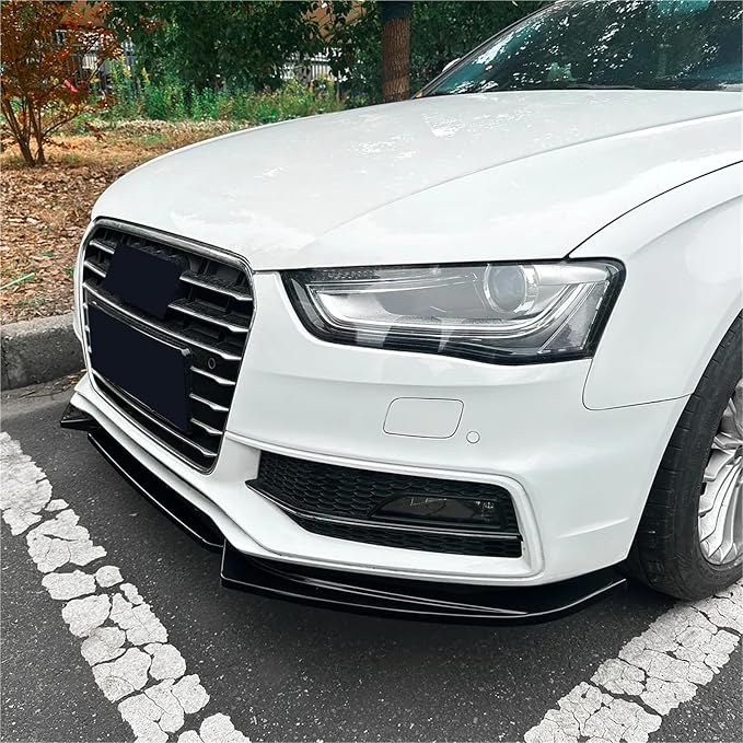Car Front Bumper Lip Splitter For Audi A4 S-Line S4 B8.5 2012-2015 Glossy Black 3Pcs Spoiler Diffuser Body Kit