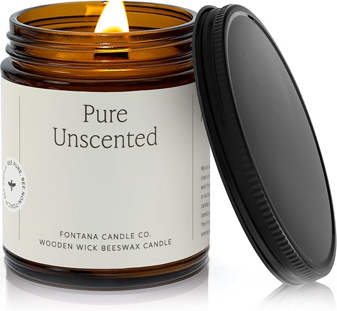 Fontana Candle Co Wood Wick Beeswax Jar Candle, Beeswax and Coconut Oil – Made Safe w/Coconut Oil & Pure Essential Oils – 35+ Hrs Clean Burn, Long Lasting and Non-Toxic Candles for Home & Room Decor