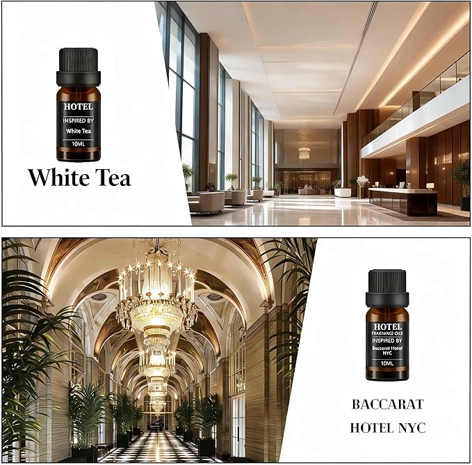 Hotel Collection Diffuser Essential Oil Gift Set,Hotel Scents for Home,Stress Relief Air Freshening,My Way,The Beach Villas and Other Luxury Hotel Scents Waterless Essential Oil Diffuser