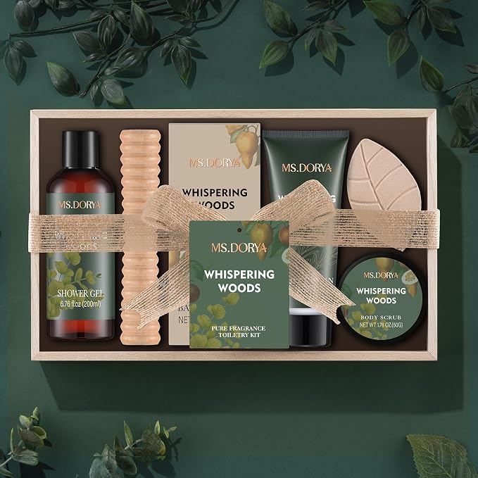Birthday Spa Gift Set for Her - 6Pcs Bath and Body Kit Spa Basket for Women | Shower Gel, Body Lotion, Bath Salt, Bath Scrub, Massage Stick, Bath Bomb