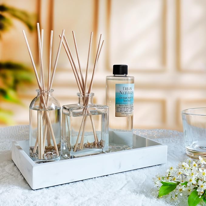 Urban Naturals Baby Powder Bliss Reed Diffuser Set | Made with Essential Oils & Real Botanicals | Powdery Floral Notes, Rose, Geranium, Musk & Cedar | Makes a Great Gift | Made in the USA