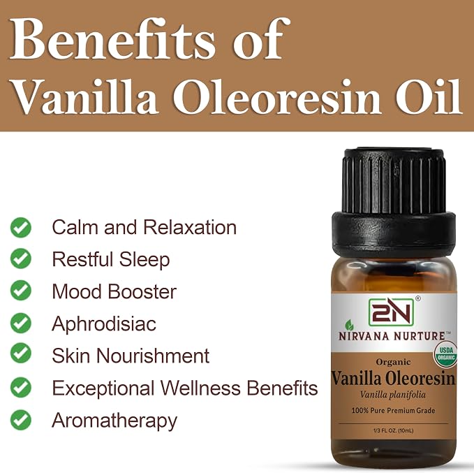 Vanilla Oleoresin, USDA Certified Organic, 100% Pure Undiluted, Aromatherapy Oil for Diffuser, Hair & Skin Care
