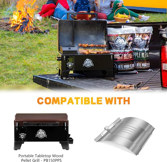 Flame Broiler Kit for PB150PPS Portable Pellet Grill,Pitboss Heat Diffuser Replacement Parts for Pit Boss 10697 Table Top Wood Grill with Temperature Control,Includes Main Plate and Slide Cover