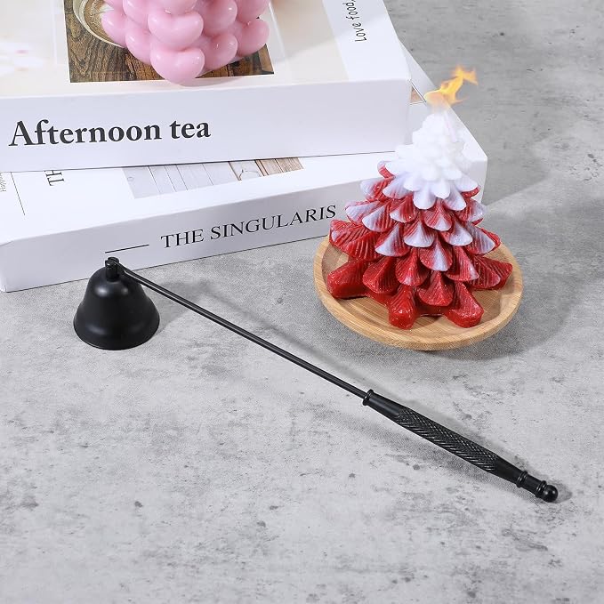 6 Pack Black Candle Snuffer Vintage, Premium Stainless Steel Wick Flame Extinguisher, 8.3 Inch Wick Snuffer with Long Handle, Elegant Design for Candles, Candle Accessory for Candles Lovers