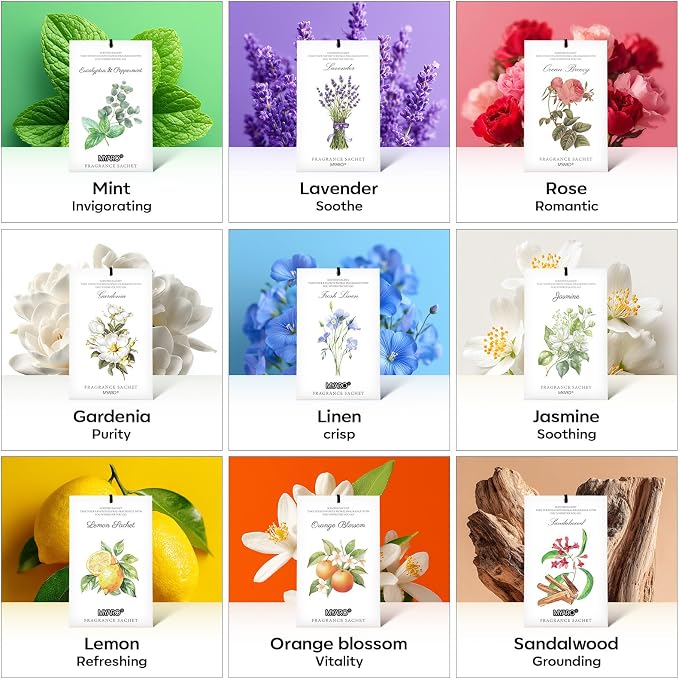 MYARO 12 Pack Fresh Linen Scented Sachets for Drawer, Closet & Car Air Freshener Bags | Odor Eliminator & Fabric Refresher | Crisp, Clean Home Fragrance Gift Set