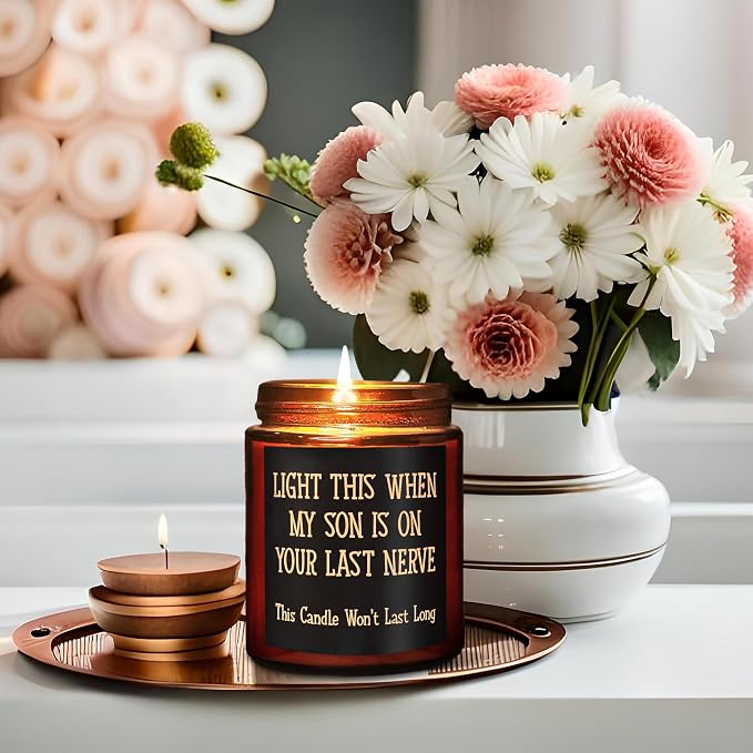 Daughter in Law Candles - Funny Bridal Shower Wedding Mothers Day Birthday Gift for Daughter in Law, Sons Girlfriend - Cute Relax Gifts for Women - Sea Salt Jasmine Spa Summer Scented Candle