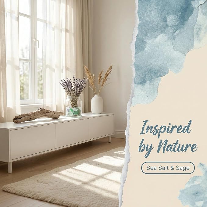Sea Salt & Sage Reed Diffuser Set, Home Fragrance with Natural Reed Sticks, 5.07 oz, ktyixu, Long-Lasting Aromatherapy Air Freshener for Bathroom, Living Room, Office, Home Decor & Gifting