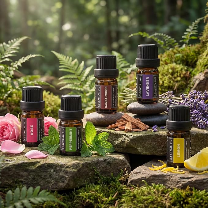 SACATR 24 Pcs Essential Oil Set - Natural Essential Oils - Perfect for Diffuser, Humidifiers, Skin Care, Massage, Fragrance Oil Scent for DIY Candle and Soap Making (24 * 5ml)