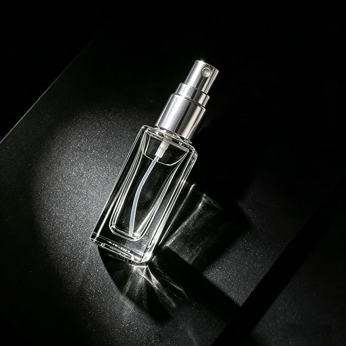 5PCS 5ml Glass Travel Refillable Perfume Bottle,Small Empty Cologne Atomizer with Dispenser Tools, Mini Pocket Spray Bottles For Toiletries and Smple Container (Silvery Cap 5p)