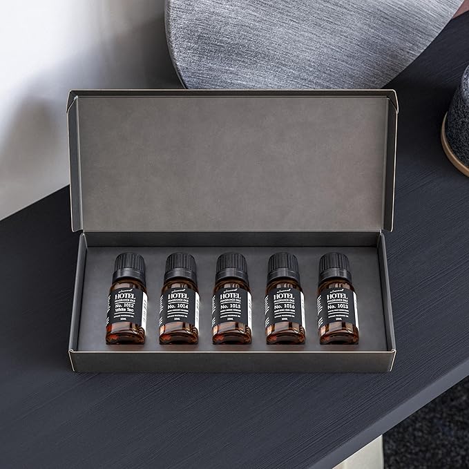 AirScent Hotel Diffuser Oil Gift Set - 5-Star Hotel Scents - 10 mL, 0.34 fl oz Fragrance Oil Set - Inspired By The Fairmont, The White Tea Hotel Scent and Other 5-Star Hotel Blends