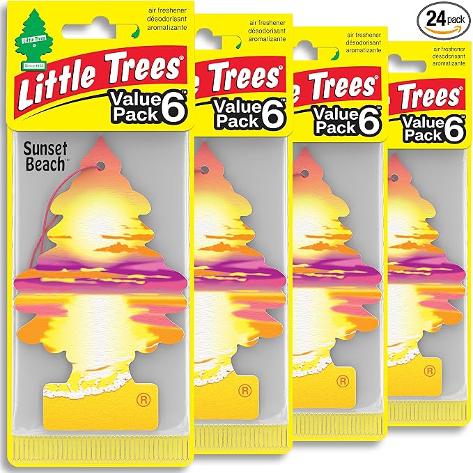 LITTLE TREES Car Air Freshener | Hanging Tree Provides Long Lasting Scent for Auto and Home | 24 Air Fresheners |Sunset Beach
